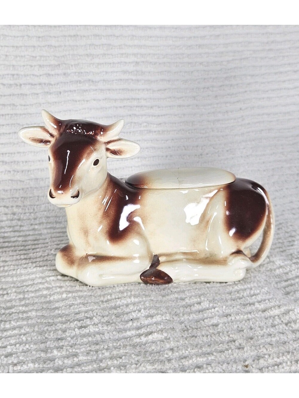 Vintage 1950s Cow Ceramic West Germany Lidded Sugar Pot Creamer Goebel Mold Z42